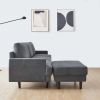 Modern fabric sofa L shape;  3 seater with ottoman-104"-Dark gray