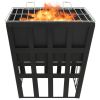 2-in-1 Fire Pit and BBQ 13.4"x13.4"x18.9" Steel