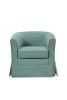 Tucker 28" Aquamarine Teal Woven Fabric Swivel Barrel Chair