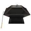 2-in-1 Fire Pit and BBQ with Poker 18.3"x18.3"x14.6" Steel