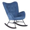 Upholstered Rocking Chair Rocker for Living Room Bedroom, Blue