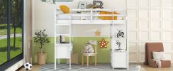 Twin Size Loft Bed with Built-in Desk with Two Drawers, and Storage Shelves and Drawers,White