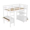 Twin Size Loft Bed with Built-in Desk with Two Drawers, and Storage Shelves and Drawers,White