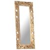 Hand Carved Mirror Brown 43.3"x19.7" Solid Mango Wood