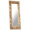 Hand Carved Mirror Brown 43.3"x19.7" Solid Mango Wood