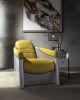 Brancaster Accent Chair; Yellow Top Grain Leather & Aluminum