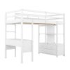 Twin Size Loft Bed with Built-in Desk with Two Drawers, and Storage Shelves and Drawers,White