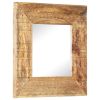 Hand-Carved Mirror 19.7"x19.7"x4.3" Solid Mango Wood