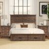 Rustic Reclaimed Solid Wood Framhouse 3 Pieces Storage Queen Bedroom Sets,Queen Bed and 2 Nightstands