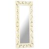 Hand Carved Mirror White 43.3"x19.7" Solid Mango Wood