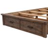 Rustic Reclaimed Solid Wood Framhouse 3 Pieces Storage Queen Bedroom Sets,Queen Bed and 2 Nightstands