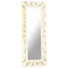 Hand Carved Mirror White 43.3"x19.7" Solid Mango Wood