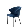 Dining Chairs set of 2, Upholstered Side Chairs, Kitchen Chairs Accent Chair Cushion Upholstered Seat with Metal Legs for Living Room Blue