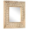 Hand-Carved Mirror 19.7"x19.7"x1" Solid Mango Wood