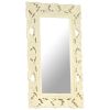 Hand Carved Mirror White 31.5"x19.7" Solid Mango Wood