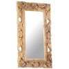 Hand Carved Mirror Brown 31.5"x19.7" Solid Mango Wood