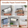 2 Pack Wall Mounted Paper Towel Holder Under Cabinet Paper Towel Rack for Bathroom Kitchen Pantry Sink Balcony Aluminum Toilet Paper Holder