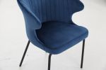 Dining Chairs set of 2, Upholstered Side Chairs, Kitchen Chairs Accent Chair Cushion Upholstered Seat with Metal Legs for Living Room Blue