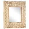 Hand-Carved Mirror 19.7"x19.7"x1" Solid Mango Wood