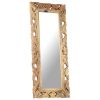 Hand Carved Mirror Brown 43.3"x19.7" Solid Mango Wood