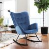 Upholstered Rocking Chair Rocker for Living Room Bedroom, Blue