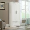 Wardrobe/Pantry Cabinets, L: 29.06" X W: 20.95" X H: 71.18", Soft White Finish Engineered Wood Modern A Large Drawer