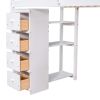 Twin size Loft Bed with Storage Drawers ,Desk and Stairs, Wooden Loft Bed with Shelves - White