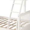 Twin Over Full Bunk Bed with Storage Drawers, Wooden Bunk Bed with Ladder and Safety Guard Rails –White