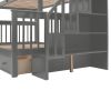 Stairway Twin-Over-Full Bunk Bed with Drawer, Storage and Guard Rail for Bedroom, Dorm, for Adults, Gray color(Old SKU: LP000219AAE)