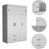 Modern White Bedroom Armoire, 2 Drawers, 3 Large Cabinets, Space-Saving Storage Solution