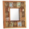 Mirror with Buddha Cladding 19.7"x19.7" Solid Reclaimed Wood