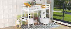 Twin Size Loft Bed with Built-in Desk with Two Drawers, and Storage Shelves and Drawers,White