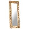 Hand Carved Mirror Brown 43.3"x19.7" Solid Mango Wood