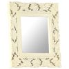 Hand Carved Mirror White 19.7"x19.7" Solid Mango Wood