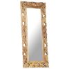 Hand Carved Mirror Brown 43.3"x19.7" Solid Mango Wood