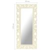 Hand Carved Mirror White 43.3"x19.7" Solid Mango Wood