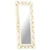 Hand Carved Mirror White 43.3"x19.7" Solid Mango Wood