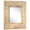 Hand-Carved Mirror 19.7"x19.7"x1" Solid Mango Wood