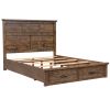 Rustic Reclaimed Solid Wood Framhouse 3 Pieces Storage Queen Bedroom Sets,Queen Bed and 2 Nightstands