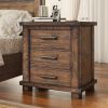 Rustic Reclaimed Solid Wood Framhouse 3 Pieces Storage Queen Bedroom Sets,Queen Bed and 2 Nightstands