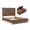 Rustic Reclaimed Solid Wood Framhouse 3 Pieces Storage Queen Bedroom Sets,Queen Bed and 2 Nightstands