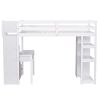 Twin size Loft Bed with Storage Drawers ,Desk and Stairs, Wooden Loft Bed with Shelves - White