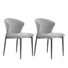 Dining Chairs set of 2, Upholstered Side Chairs, Adjustable Kitchen Chairs Accent Chair Cushion Upholstered Seat with Metal Legs for Living Room Grey