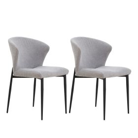 Dining Chairs set of 2, Upholstered Side Chairs, Adjustable Kitchen Chairs Accent Chair Cushion Upholstered Seat with Metal Legs for Living Room Grey (Color: as Pic)