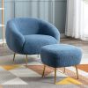 Orisfur. Modern Comfy Leisure Accent Chair, Teddy Short Plush Particle Velvet Armchair with Ottoman for Living Room