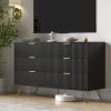 White Dresser, Modern 6-Drawer Dresser for Bedroom with Gold Handles, Wide Chest of Drawers for Living Room