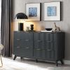 Fluted 5 Drawers Dresser, 48" Tall Modern Chest of Drawers with Faux Marble Top, Curved Profile Design, Wood Drawer Organizer