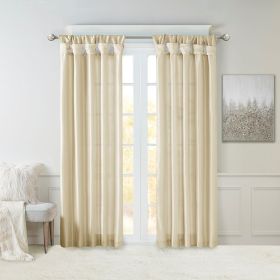 Twist Tab Lined Window Curtain Panel (Color: as Pic)