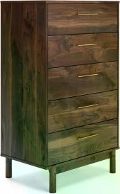 Rustic 6 Drawer Dresser with Burnished Goldtone Pulls, Engineered Wood,for Kids Room, Living Room, Bedroom Dark Brown (Color: Brown)