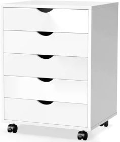 7 Drawer Chest - Storage Cabinets Dressers, White ,Wood Dresser Cabinet with Wheels Mobile Organizer Drawers for Office, Home (Color: White-5 Drawers)